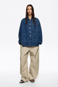 Dark blue denim straight cut jacket