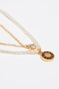 Brown logo crystal chain necklace