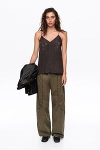 Black straight top with stones