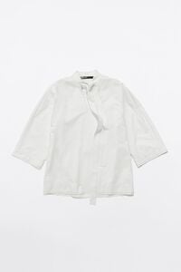 Camisa lazo algod&oacute;n marfil