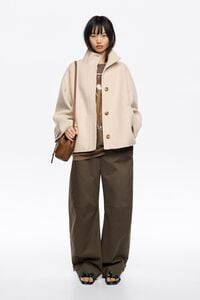 Ivory double-face A-line coat