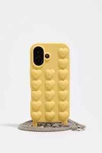 Yellow silicone iPhone 17 case with cord