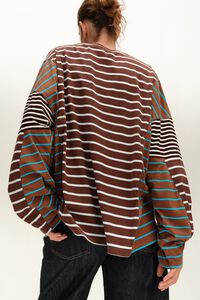 Camiseta oversize multirrayas marrones