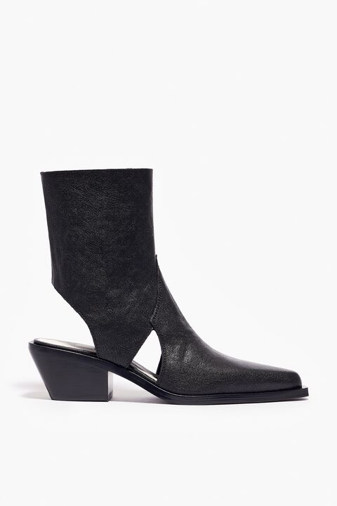 Cutout Leather Ankle Boots