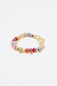 Pulsera doble cadena y piedras multicolores