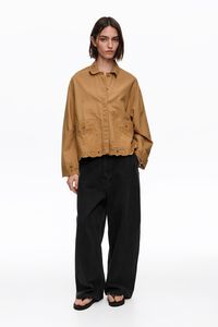 Chaqueta recta bordados camel