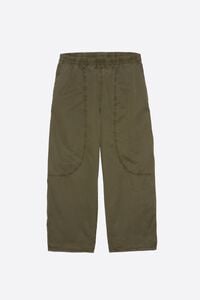 Khaki jogger trousers with decorative stitching