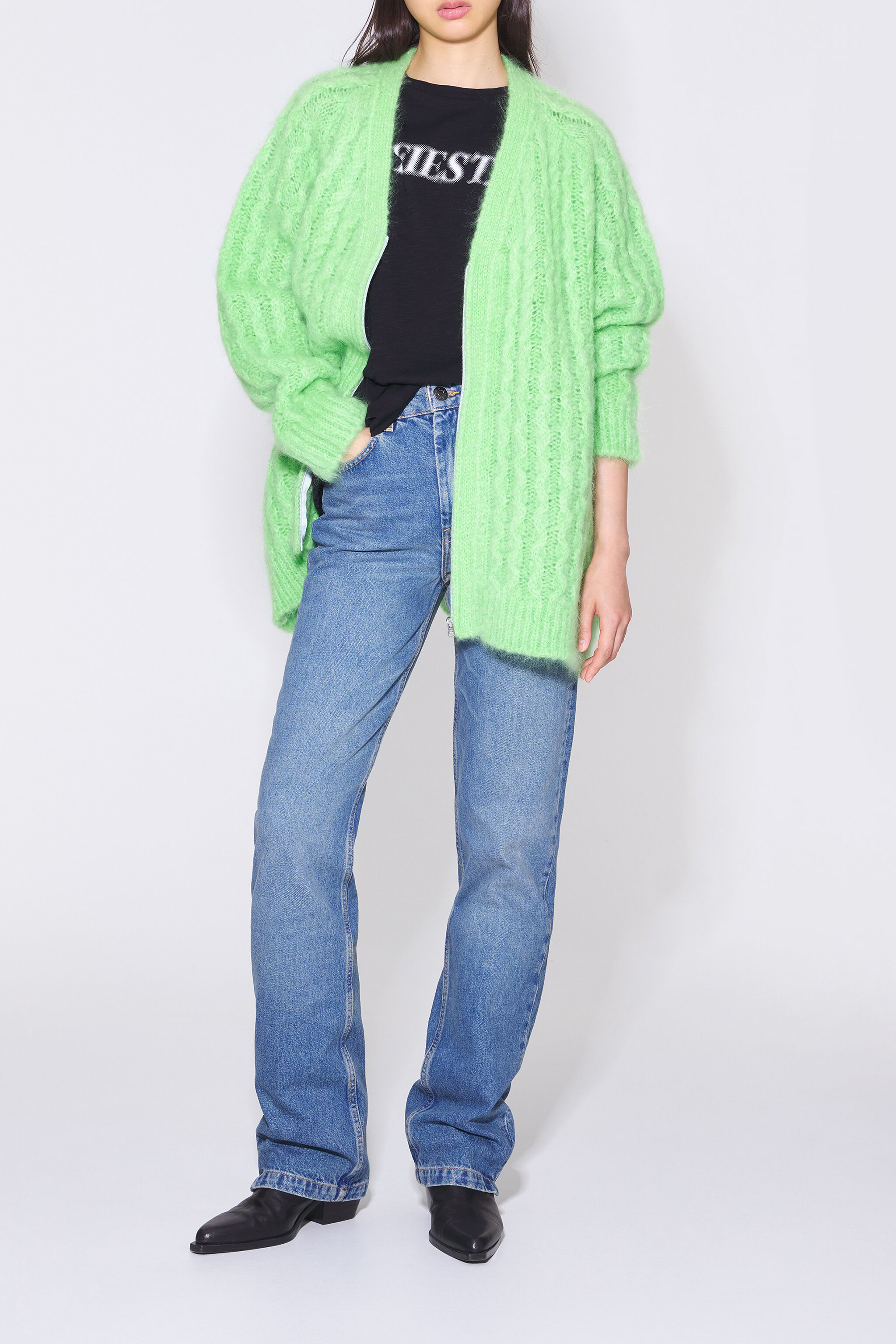 Apple green mohair cardigan