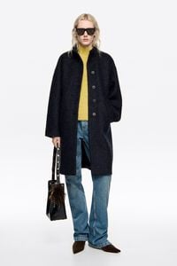 Abrigo la boucl&eacute; midi azul mari&ntilde;o