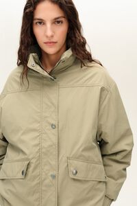 Dark olive reversible Leopard-print faux fur jacket