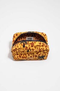 Small Leopard yellow palms nylon make-up case