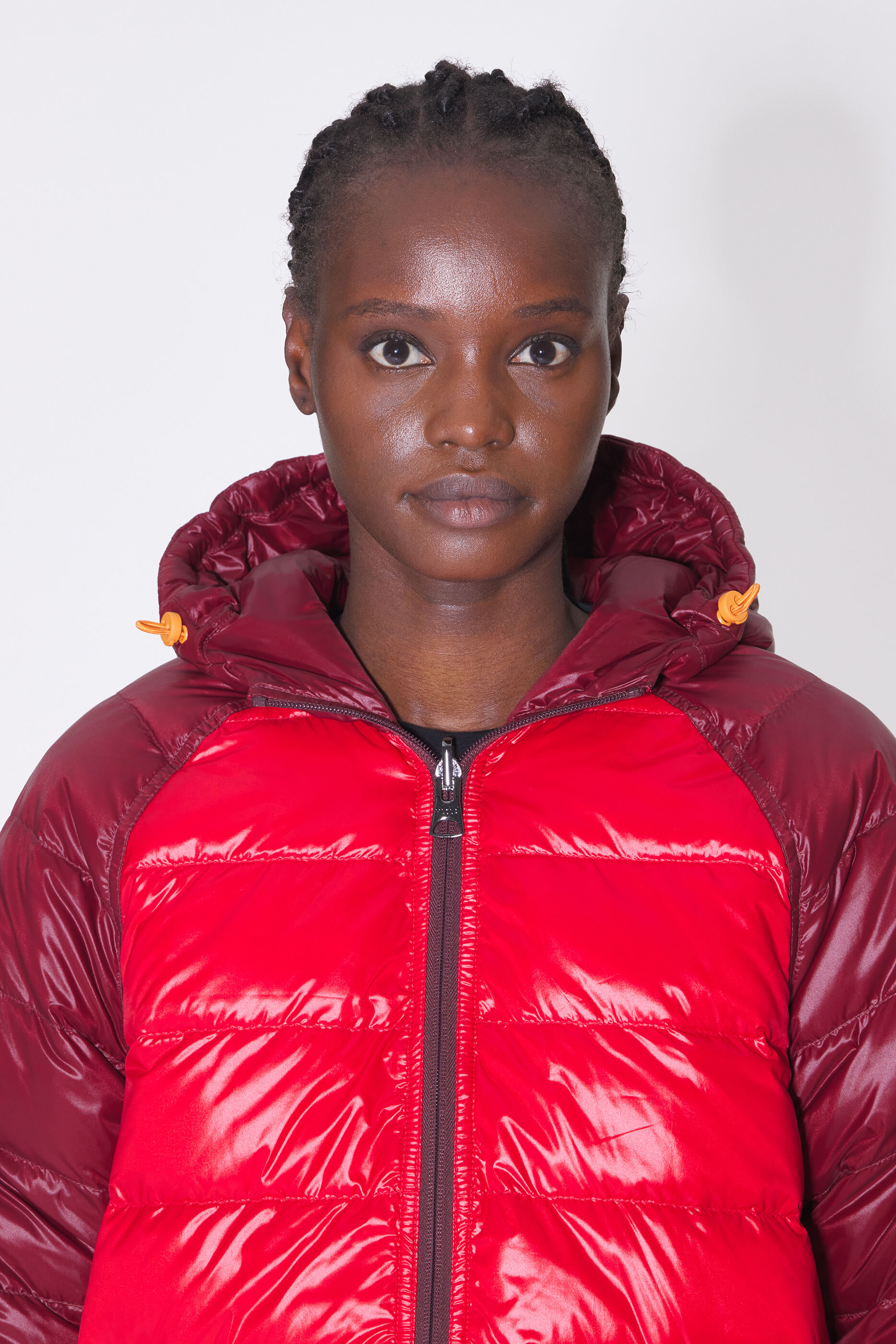 Burgundy reversible down puffer jacket