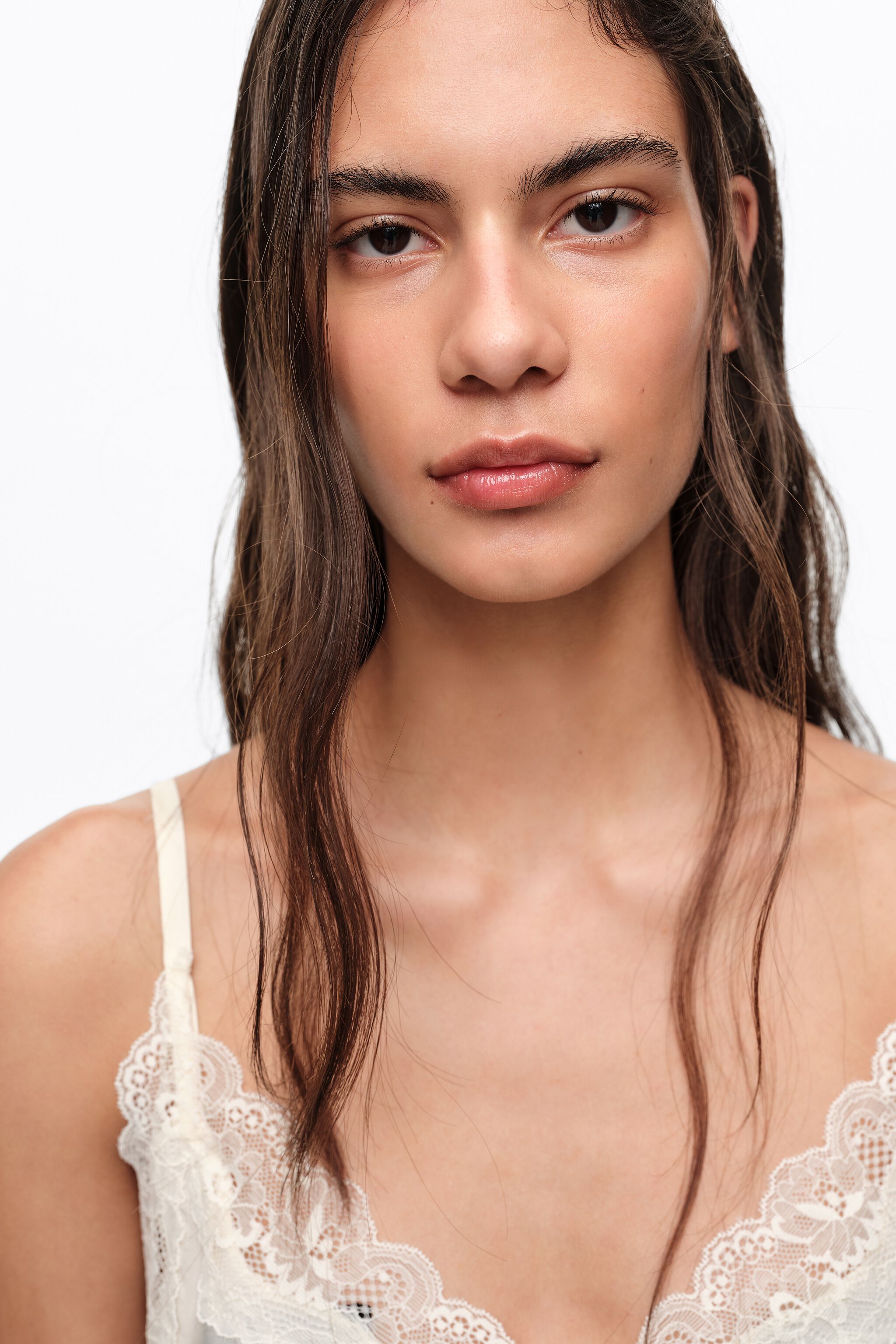 Long ivory lace top