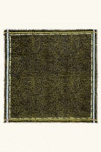 Leopard shawl with contrast logo border