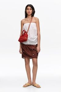 Red raffia plaited mini bag