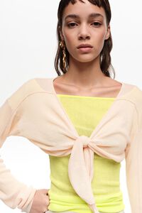 Peach short knot ribbed cardigan