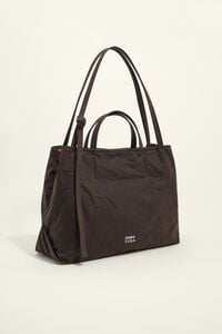 Large dark brown coated shopper bag