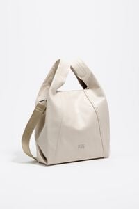 Medium ivory leather Paper bag