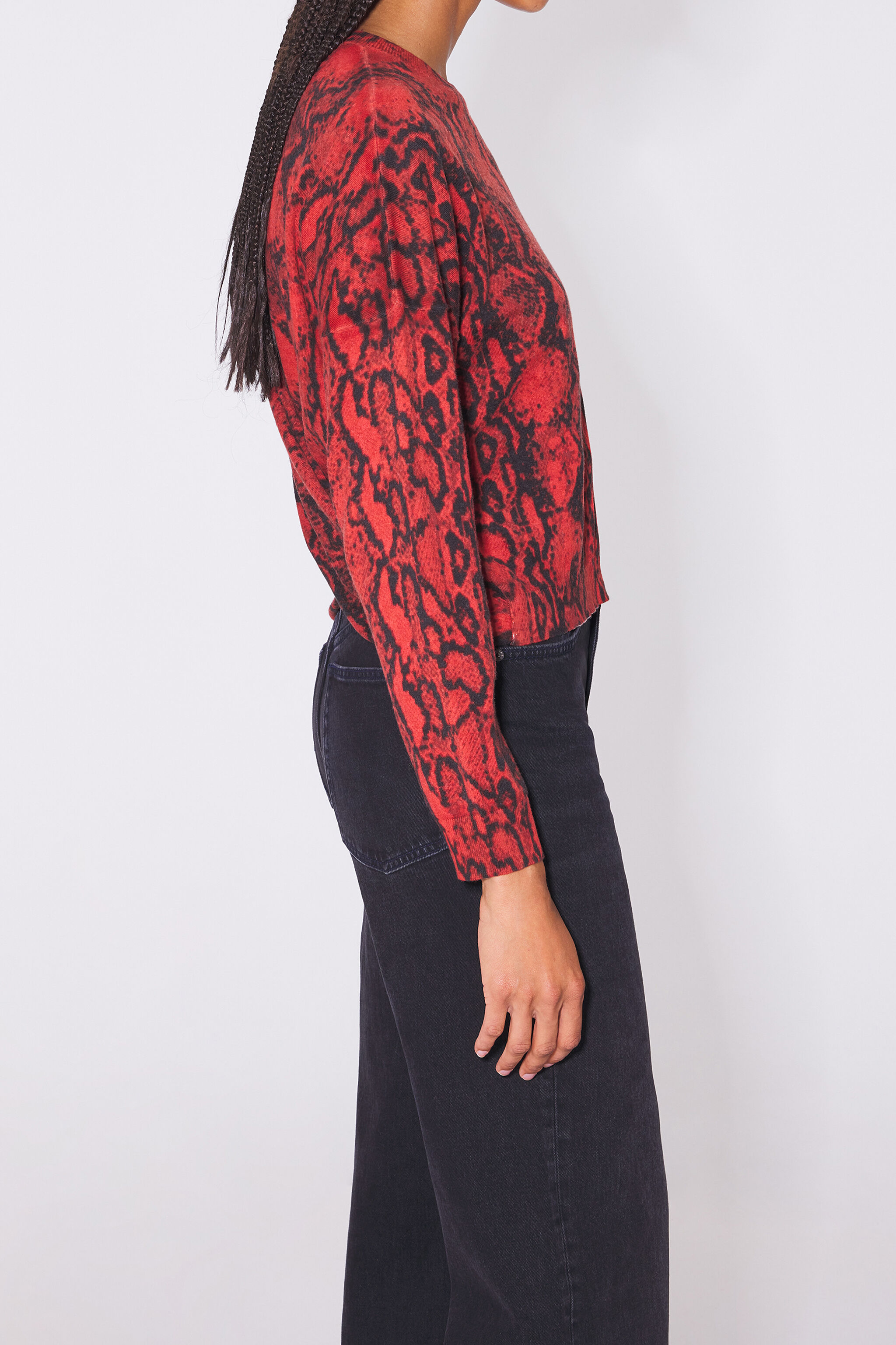 Red Python print wool sweater