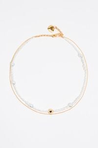 Collar logo coraz&oacute;n doble cadena y perla