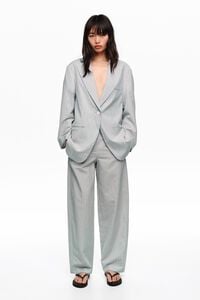 Chaqueta sastre oversize rayas gris claro