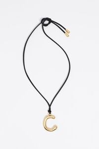 Matte gold letter C cord necklace