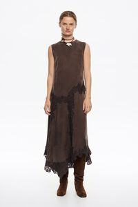 Dark brown lace sleeveless dress