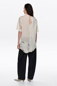 Ivory lace patchwork T-shirt