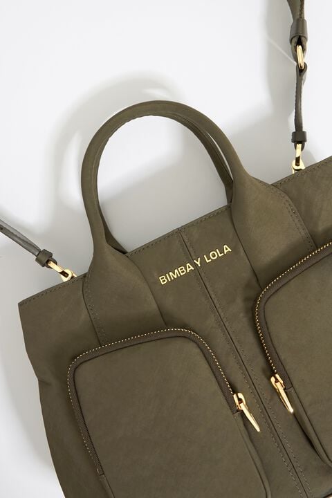 Bolso de mano Pocket grande nylon caqui Bolso de mano Pocket grande nylon caqui