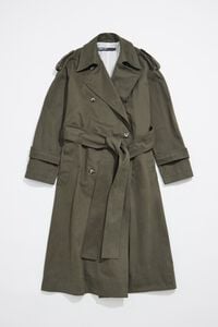 Gabardina larga caqui oscuro