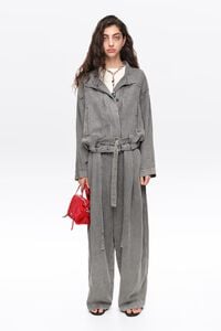 Washed light gray fluid denim jacket