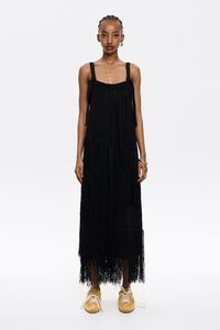 Black fringed knit dress