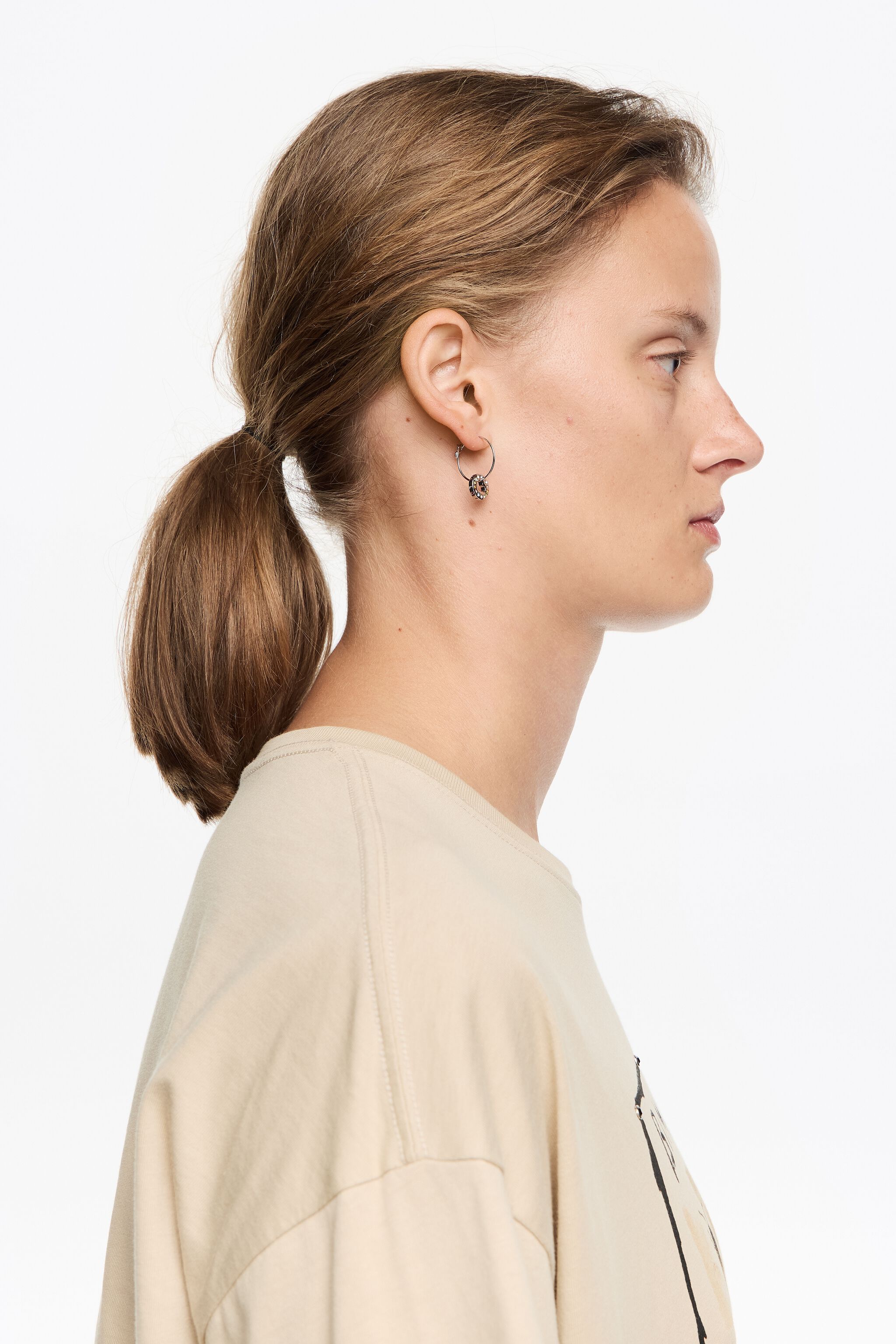 Silver crystal logo hoop earrings Silver crystal logo hoop earrings