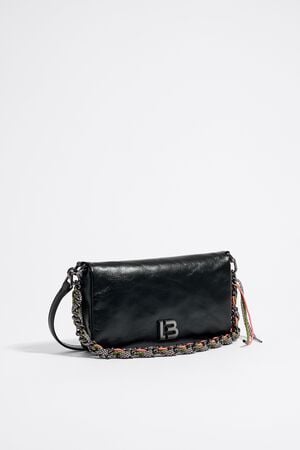 S dark taupe leather flap bag