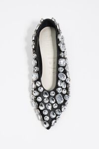 Black leather medium heel court shoe crystals