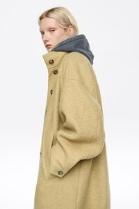 Lime boucl&eacute; wool midi coat