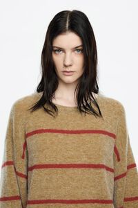 Jersey mohair caqui claro rayas