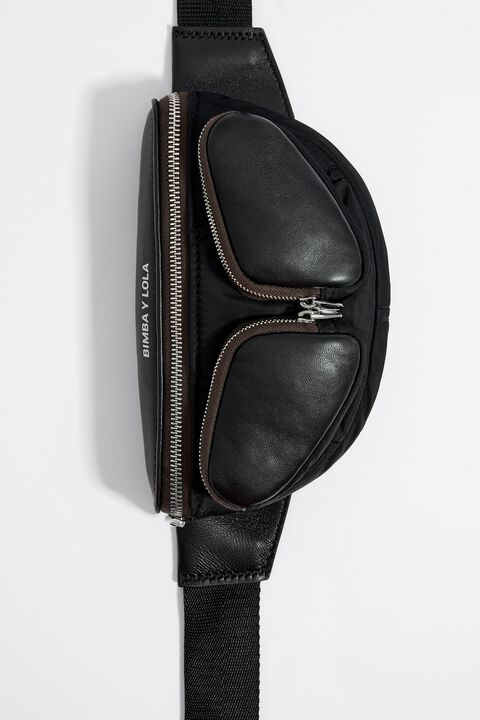 Bimba Y Lola Xs Pocket Bumbag Leather Crossbody Bag - Black