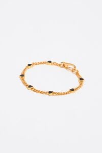 Золотистий браслет-ланцюжок з камінцями у формі серця