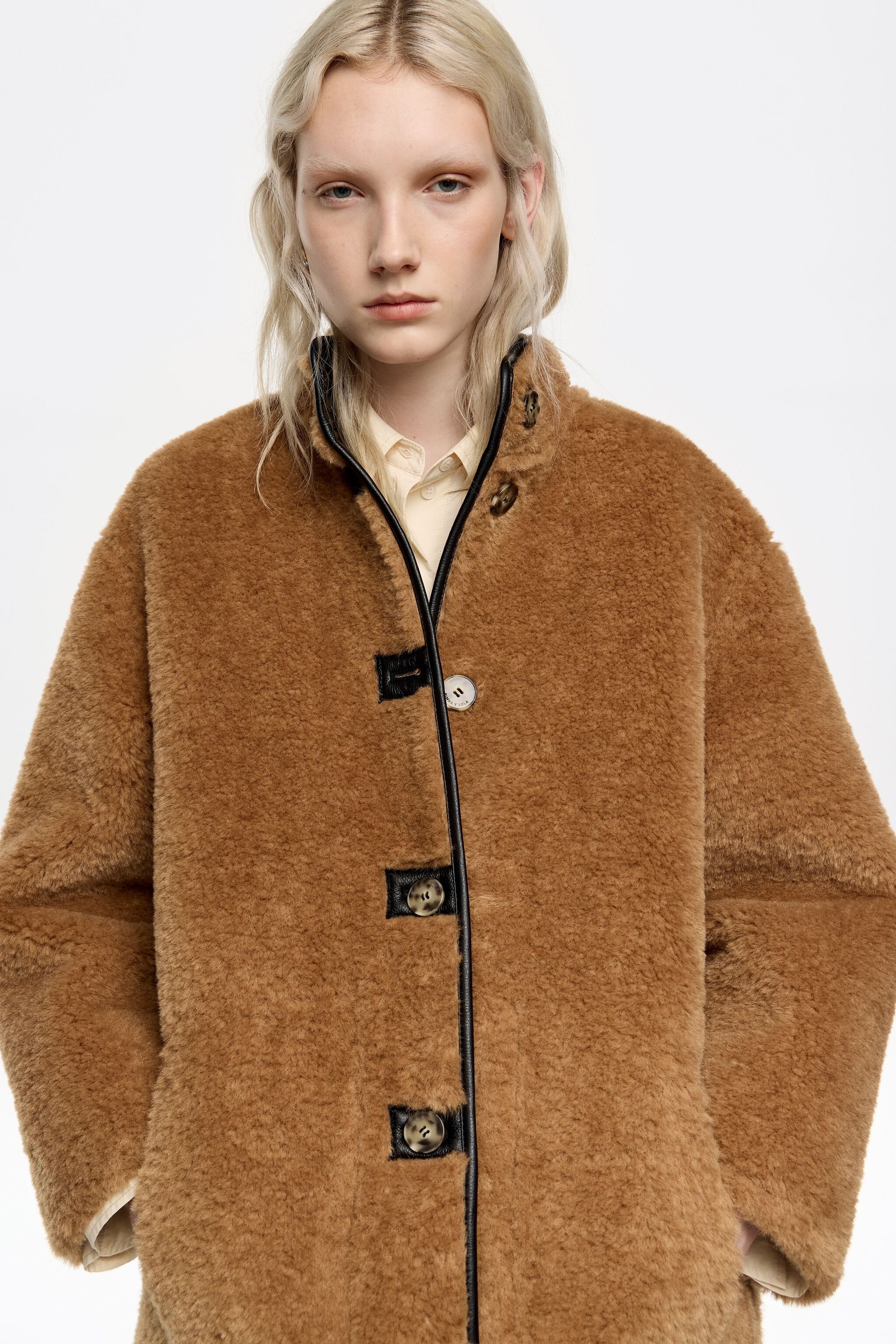 Camel reversible fur coat