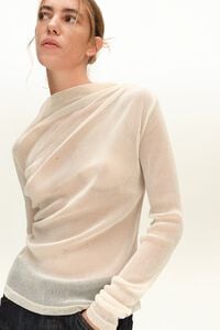 Camiseta lurex fruncida marfil