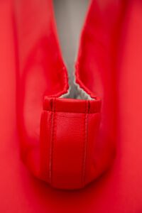 Red ruched leather ballerina