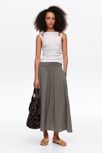 Black checked A-line skirt