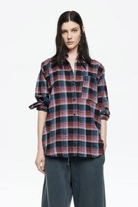 Red checked textured shirt