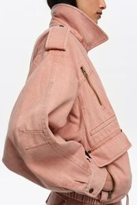 Peach denim double-breasted jacket