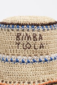 Gorro efecto rafia natural franjas multicolor
