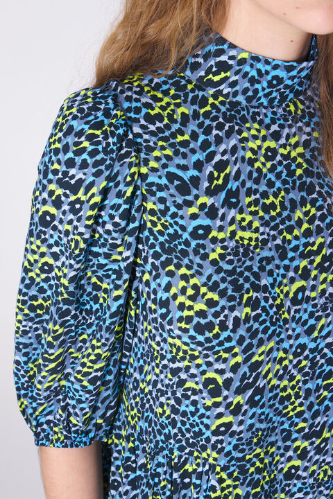 Blue Leopard print flowy dress