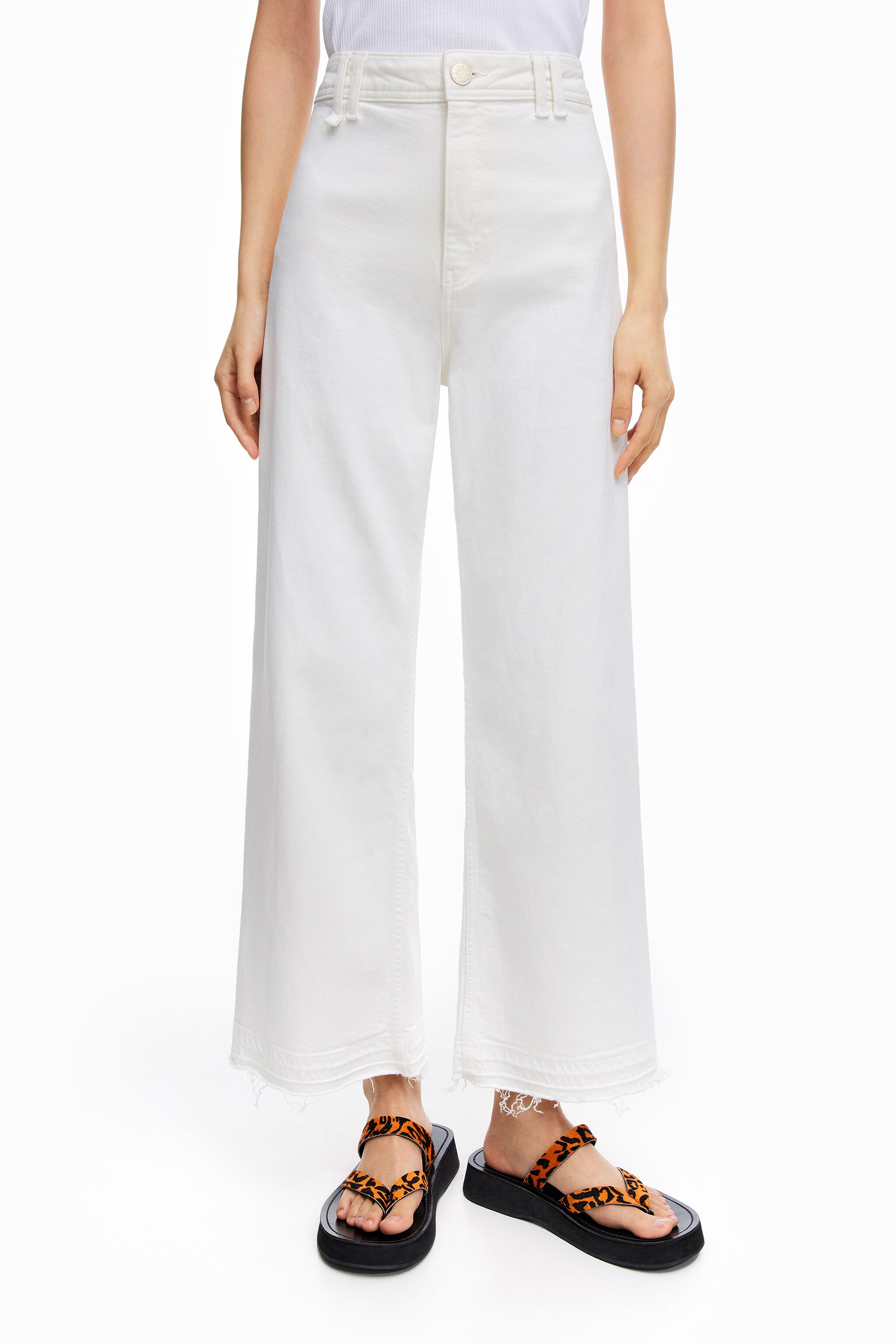 CULOTTE- Jeans culotte bianchi