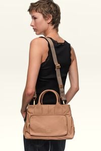 Large light brown cotton Pocket handbag