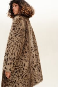 Dark olive Leopard fur coat